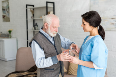 elderly and caregiver